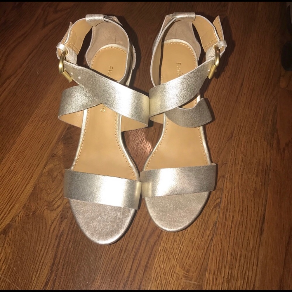 Franco Sarto Gold Strappy Wedges Size 7